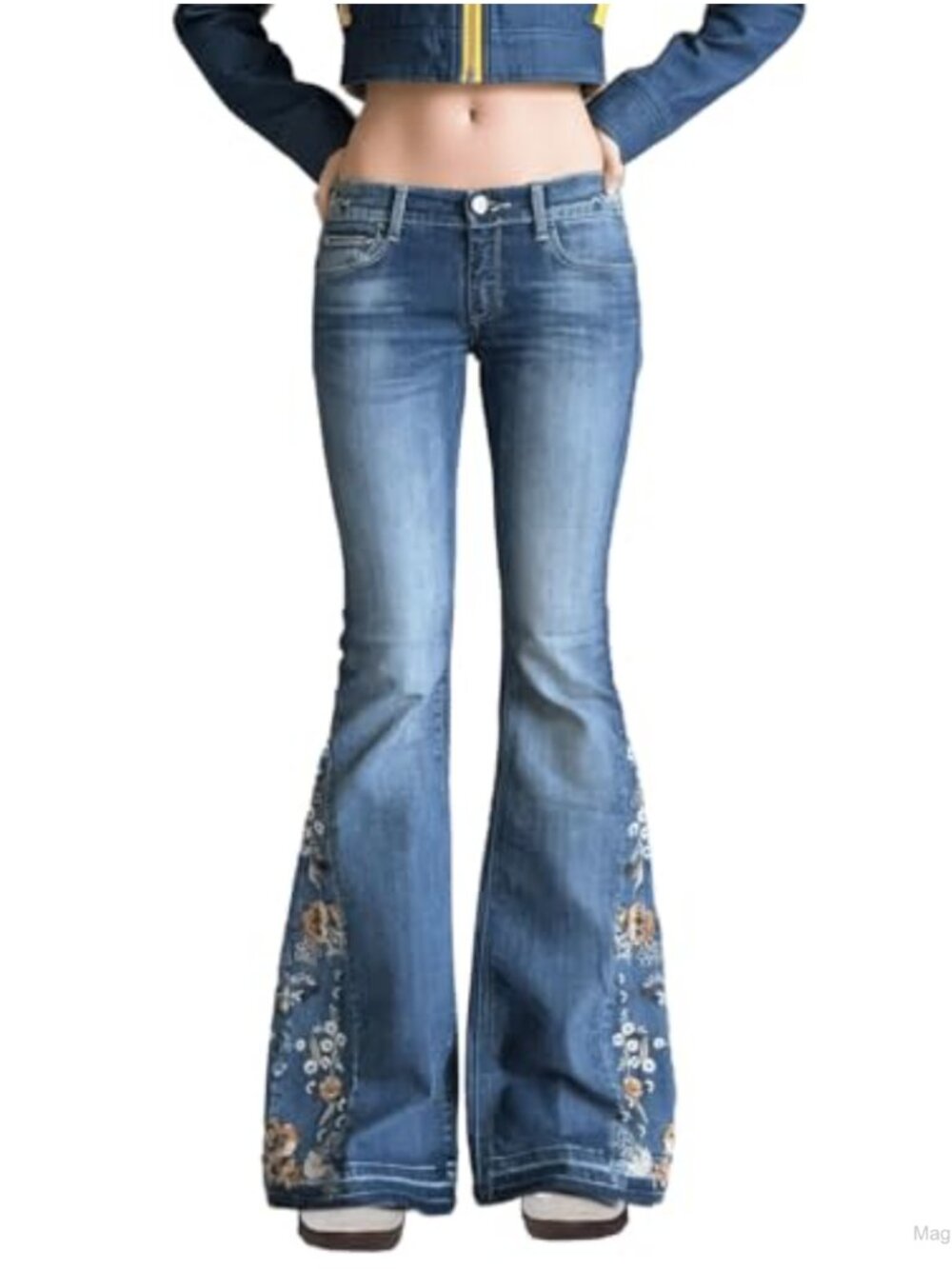 Women's Low Rise Flared Stretch Denim Bell Bottom Jeans